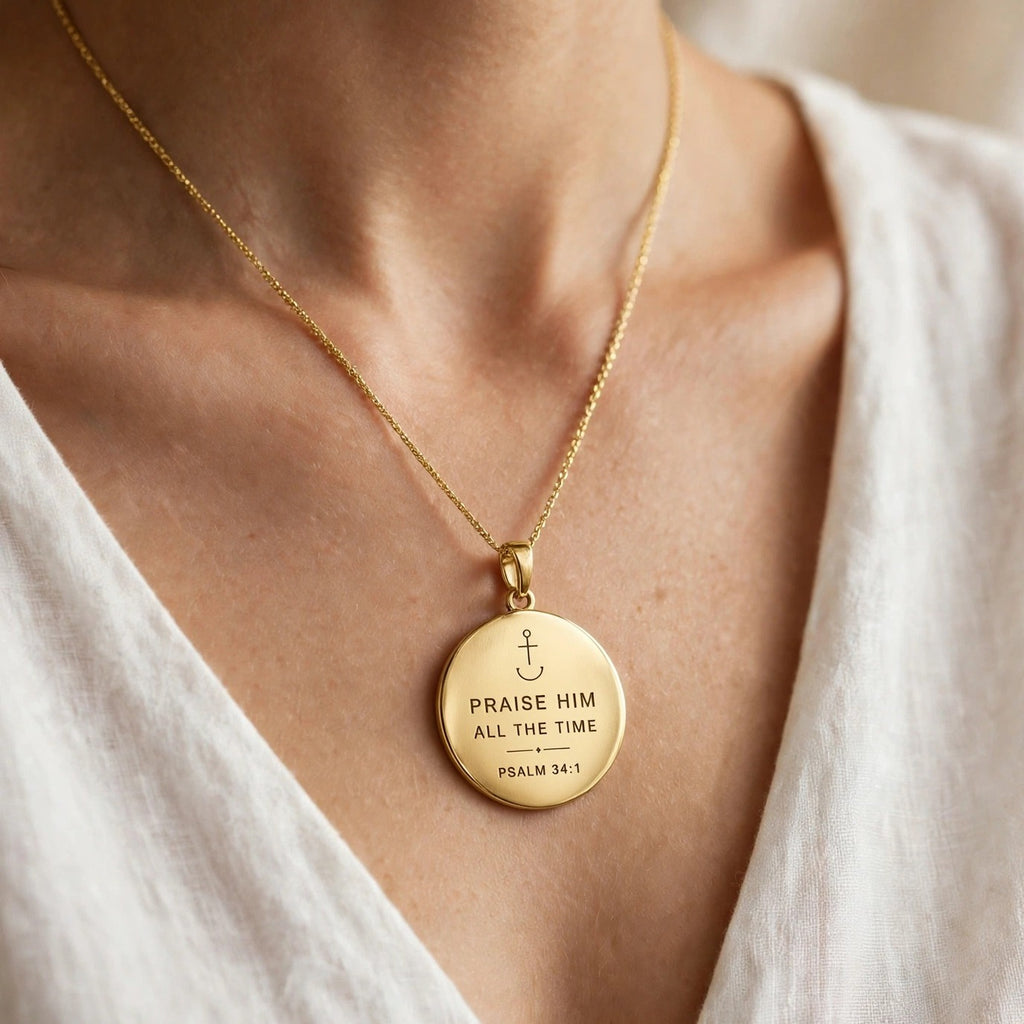 PraiseAnchor Praise Him All The Time Necklace - gold pendant
