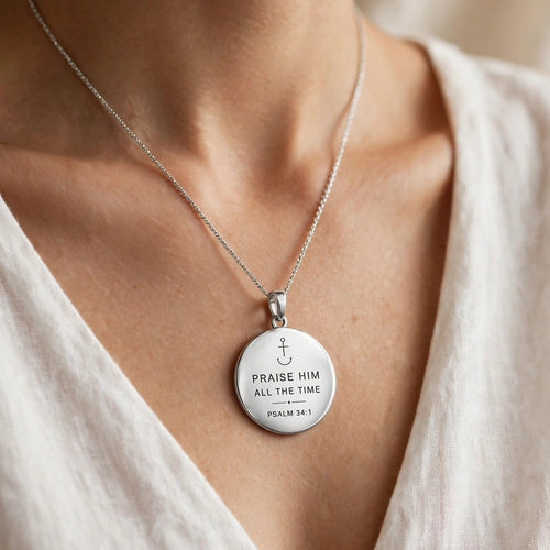 PraiseAnchor Praise Him All The Time Necklace - silver pendant
